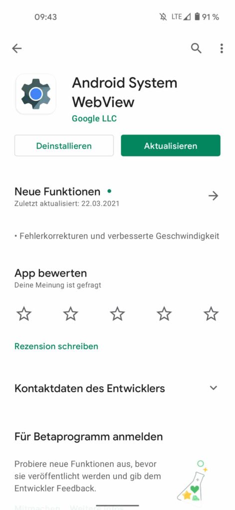 Android System WebView Update