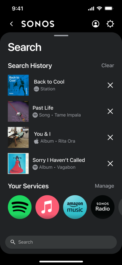 Sonos App Suche